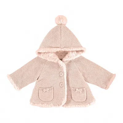 Mayoral Kids' Girls' Knit Cardigan With Pompom Hood In Light Pink