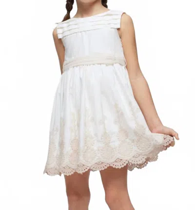 Mayoral Kids' Girls Lace Cut Dress In Cream In White