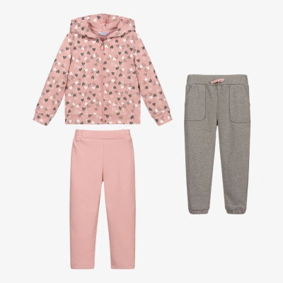 Mayoral Babies' Girls Pink & Grey 3 Piece Tracksuit