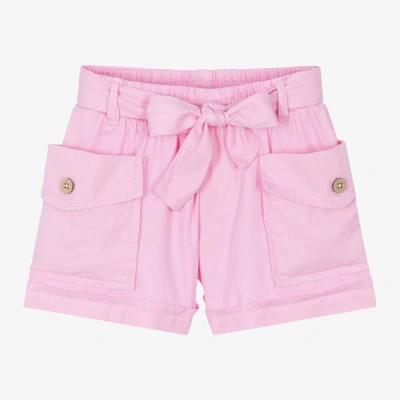 Mayoral Kids' Girls Pink Cotton & Lyocell Cargo Shorts