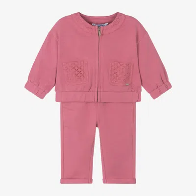 Mayoral Babies' Girls Pink Cotton Jersey Tracksuit