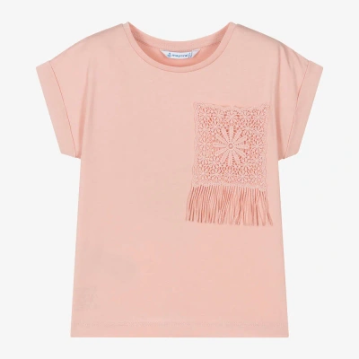 Mayoral Kids' Girls Pink Cotton T-shirt
