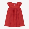 MAYORAL GIRLS RED COTTON EMBROIDERED DRESS