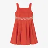 MAYORAL GIRLS RED COTTON EMBROIDERED DRESS
