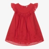 MAYORAL GIRLS RED EMBROIDERED COTTON DRESS