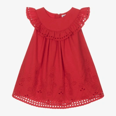 Mayoral Babies' Girls Red Embroidered Cotton Dress