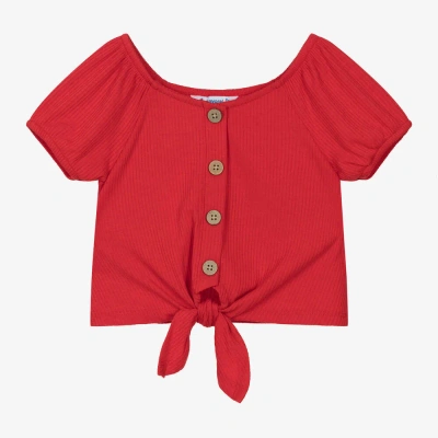 Mayoral Kids' Girls Red Ribbed Jersey Top