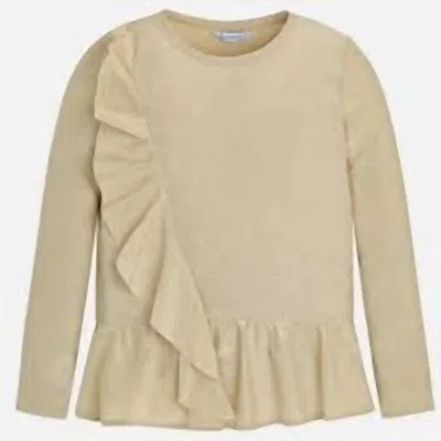 Mayoral Kids' Girls Sparkle Blouse In Gold In Brown