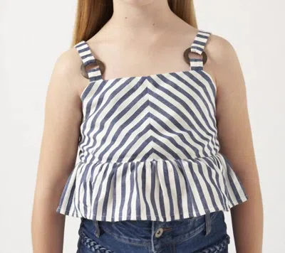Mayoral Kids' Girls' Striped Crop Tank In Navy In Black