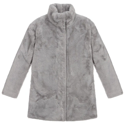 Mayoral Girls Teen Grey Faux Fur Coat In Gray