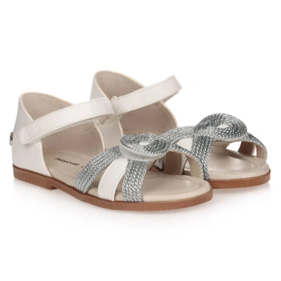 Mayoral Babies' Girls White & Silver Sandals