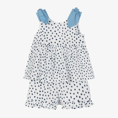 Mayoral Babies' Girls White Cotton Polka Dot Shorts Set