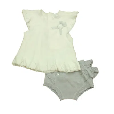 Pre-owned Mayoral Kids' Girls White Gray Apparel Sets
