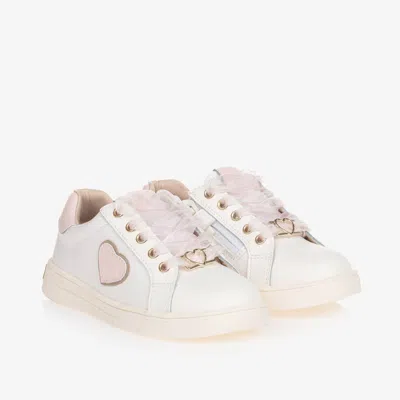 Mayoral Kids' Girls White Leather Trainers