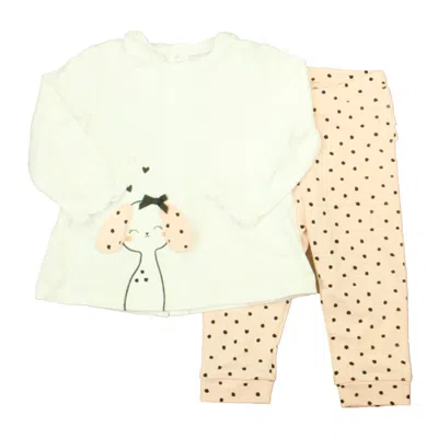 Pre-owned Mayoral Kids' Girls White Pink Black Apparel Sets Size: 4-6 Months In Multi