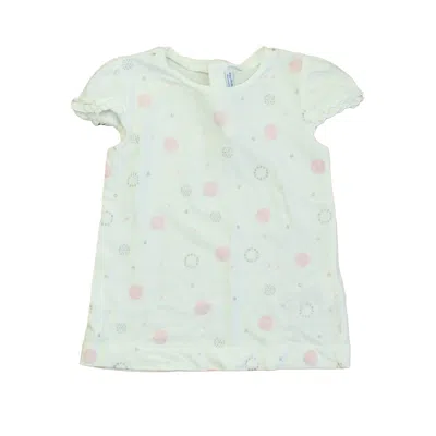 Pre-owned Mayoral Kids' Girls White Pink Silver Short Sleeve Shirt