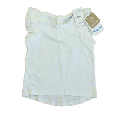Pre-owned Mayoral Kids' Girls White Short Sleeve Shirt