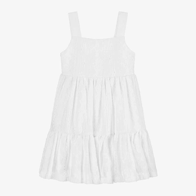 Mayoral Kids' Girls White Sleeveless Lacey Dress