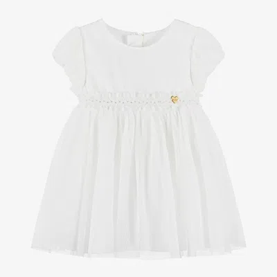 Mayoral Babies' Girls White Spotted Tulle Dress