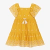 MAYORAL GIRLS YELLOW EMBROIDERED COTTON DRESS