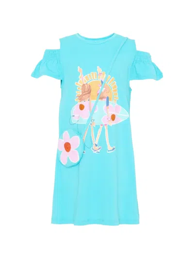 Mayoral Kids' Graphic-print Beach Dress In Blue