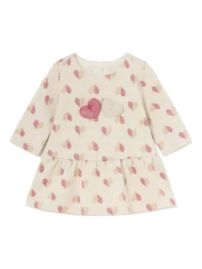 Mayoral Babies' Heart Faux Fur Set Dress In Neutral