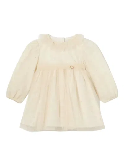 Mayoral Heart Tulle Baby Dress In Neutral