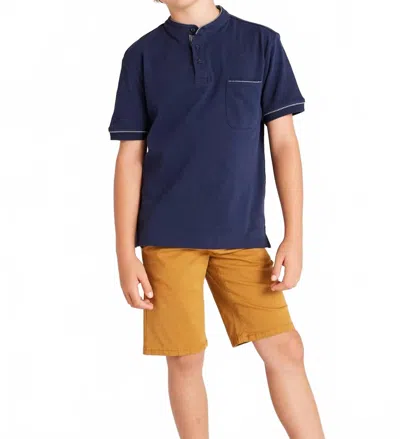 Mayoral Kids' Henley Polo Shirt In Navy Blue
