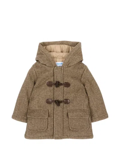 Mayoral Babies' Hooded Toggle-fastening Coat In Brown