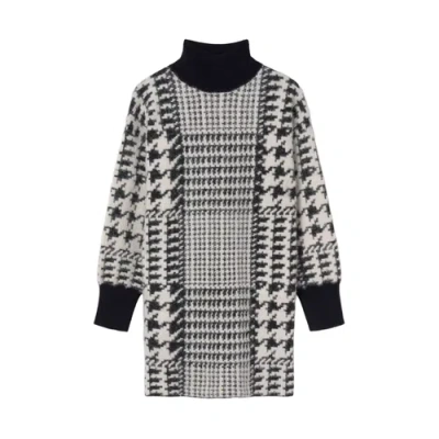 Mayoral Kids'  Houndstooth Knit Dress In Black