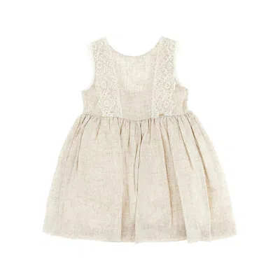 Mayoral Ini Dress With Lace Details Kids In Beige