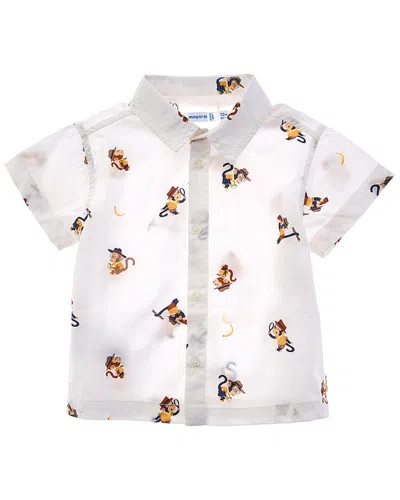 Mayoral Kids' Inspector Print Shirt In White