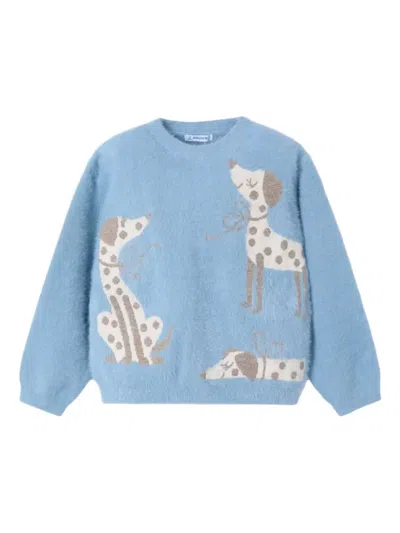 Mayoral Kids' Intarsia Puppy-detail Knitwear In Blue