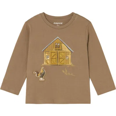 Mayoral Kids'  Interactive Farm T-shirt In Brown