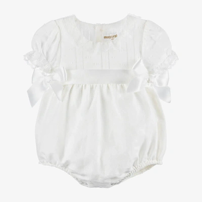Mayoral Ivory Cotton & Linen Baby Shortie
