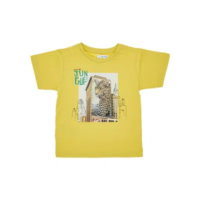 Mayoral Jungle Print T-shirt Kids In Yellow