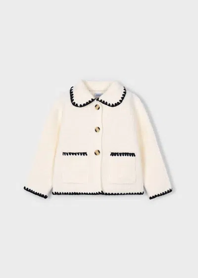 Mayoral Kid's Knit Shacket In White In Neutral