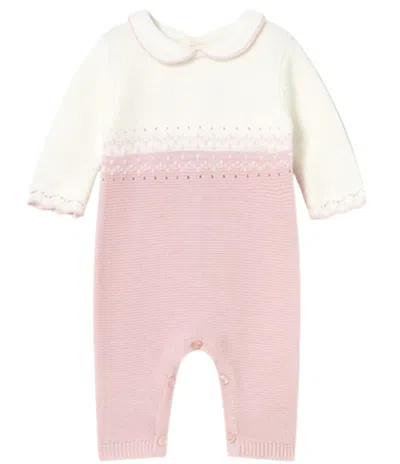 Mayoral Kid's Long Sleeve Tricot Romper In Crystal Pink In Multi