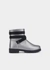 Mayoral Kid's Rhinestone Strap Biker Bootie In Silver/blk In Multi