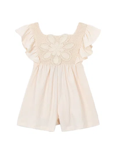 Mayoral Kids' Crochet Knit Jumpsuit White