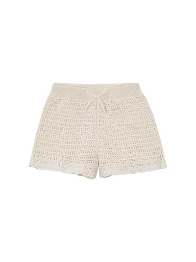 Mayoral Kids' Crochet Shorts Cream