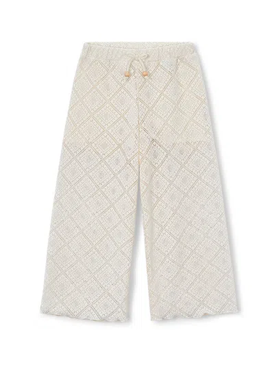 Mayoral Kids' Crochet Trousers Cream