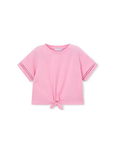 Mayoral Kids' Plain Knot Short Sleeve T-shirt Pink