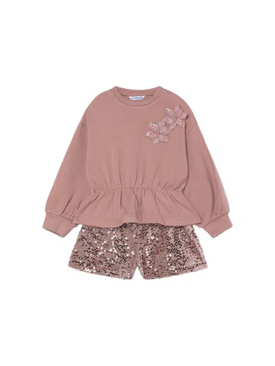 Mayoral Kids' Sequin Shorts Set In Crystal