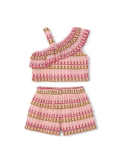 Mayoral Kids' Zig Zag Knit Short Set Pink