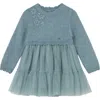 Mayoral Knit And Tulle Dress In Blue