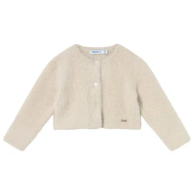 Mayoral Babies'  Knit Cardigan With Faux Fur In White