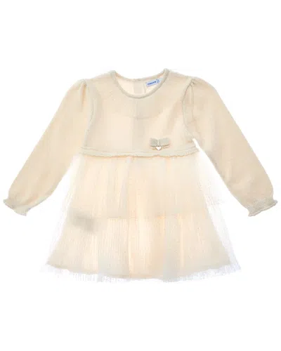 Mayoral Kids' Knit Tulle Dress In Neutral