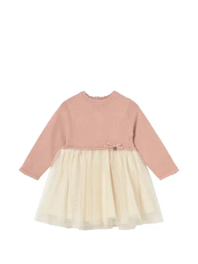 Mayoral Babies' Knit Tulle-skirt Dress In Pink
