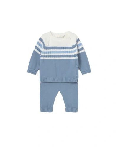 Mayoral Kids'  Knitted Striped Outfit In Blue